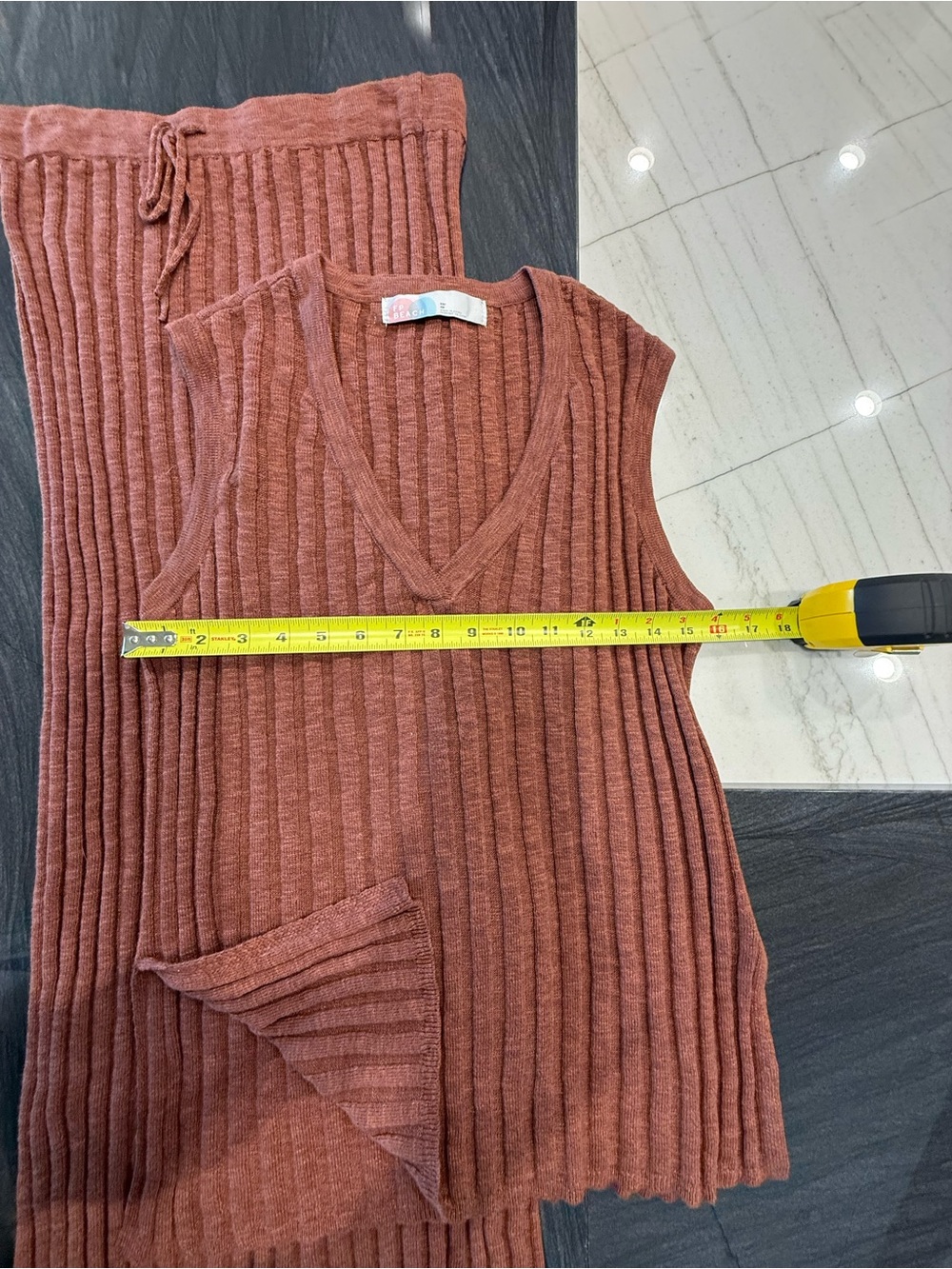 Free People Ribbed V‑Neck Two‑Piece Set in Rust - Picture 5 of 8